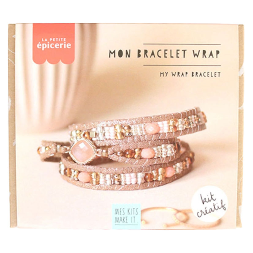 DIY wrap bracelet kit with a pink stone