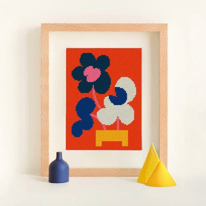 Artist Designed Needlepoint Kit for Beginners - Mickebana Red