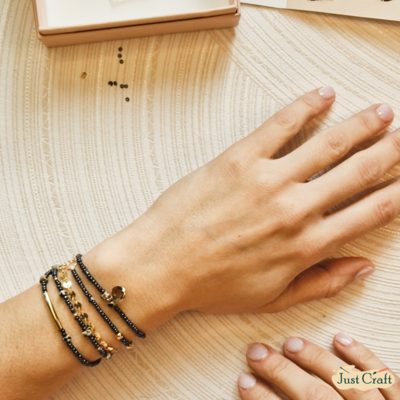 Multi-Row Beaded Bracelet Kit - Black Edition
