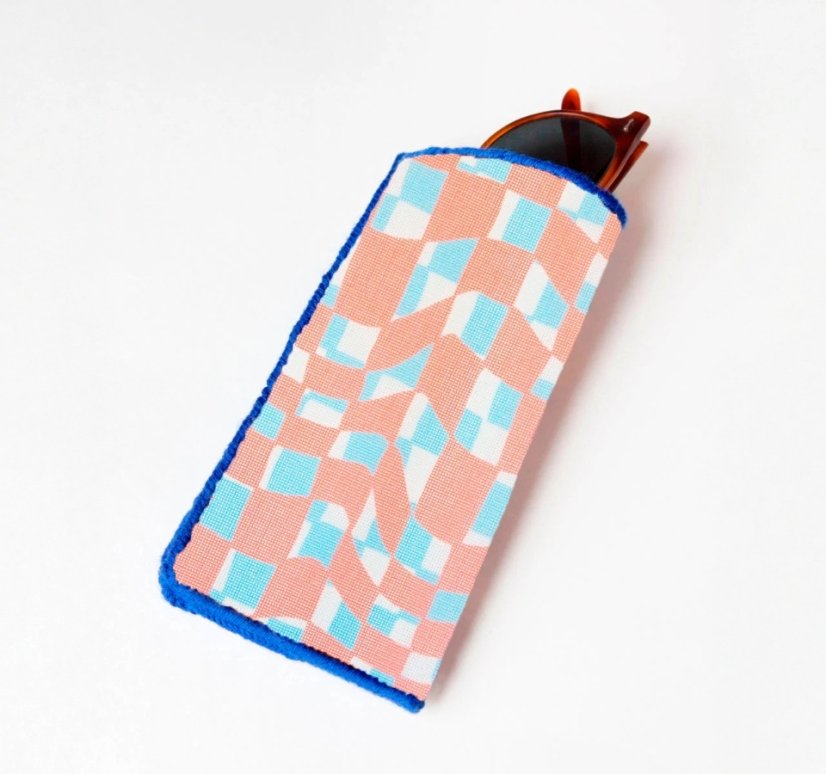 Artist Designed Needlepoint Kit - Sunglasses Case - Summer Checker