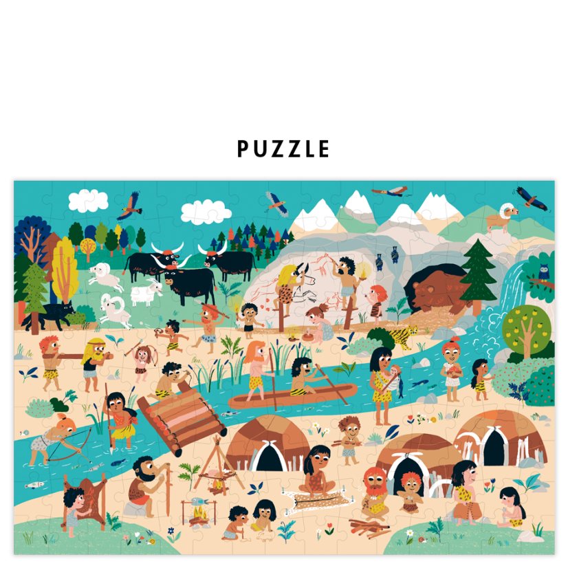 Puzzle for kids Go back in time (plus a poster) - Prehistory