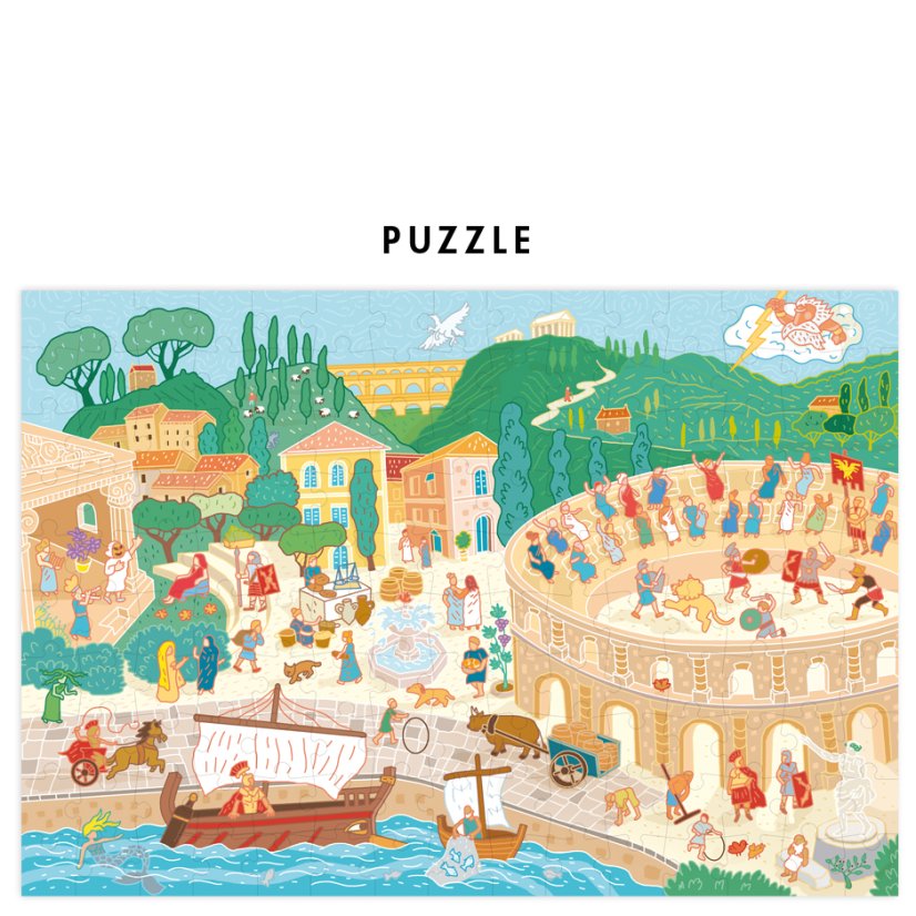 Puzzle for kids Go back in time (plus a poster) - Antiquity