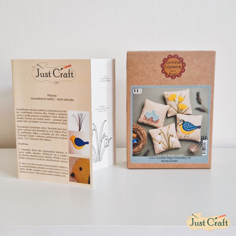 Kreativní šicí sada Jarní zahrada - Vyšijte si 4 sáčky se sušenou levandulí