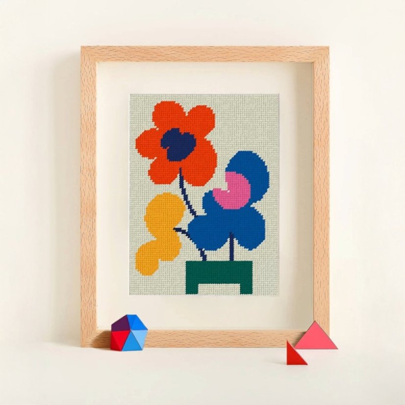 Artist Designed Needlepoint Kit for Beginners - Mickebana White