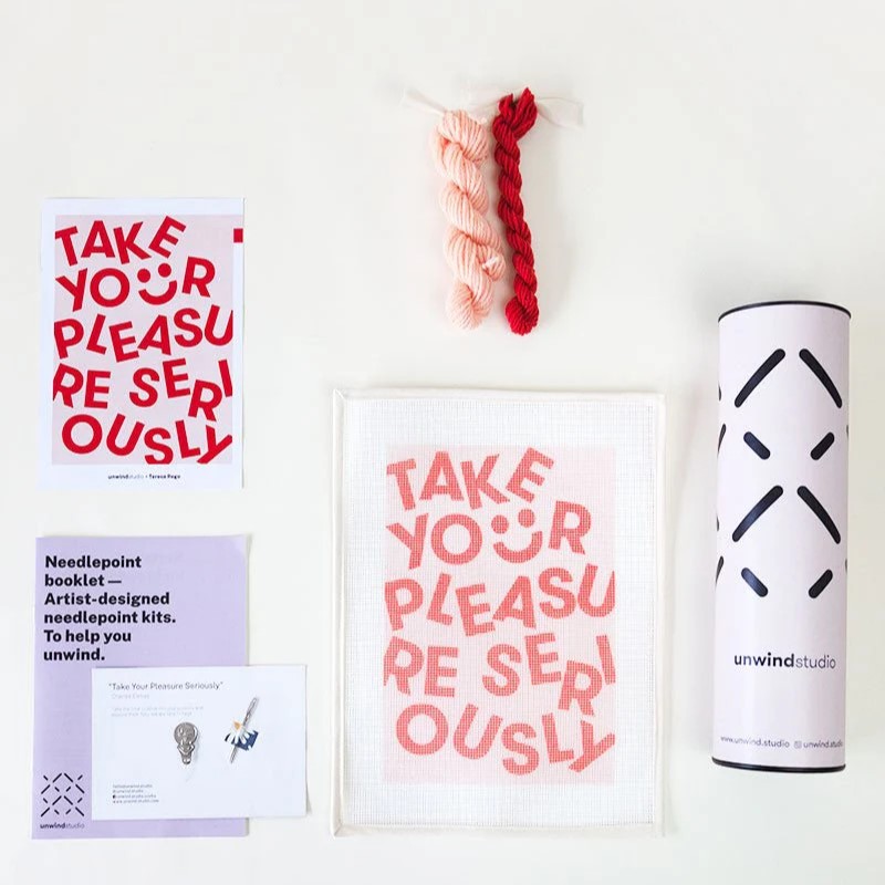 Autorská vyšívací sada - Take your pleasure seriously - Blue