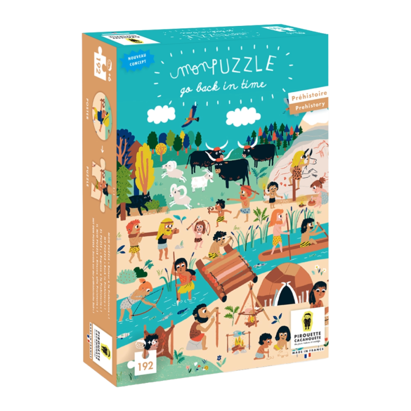 Puzzle for kids Go back in time (plus a poster) - Prehistory