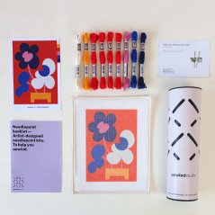 Artist Designed Needlepoint Kit for Beginners - Mickebana Red