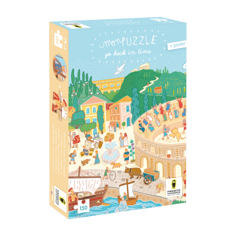 Puzzle for kids Go back in time (plus a poster) - Antiquity