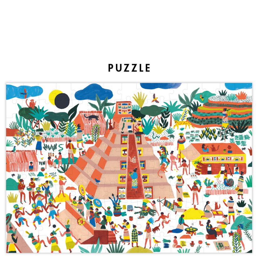 Puzzle for kids Go back in time (plus a poster) - the Mayan Times