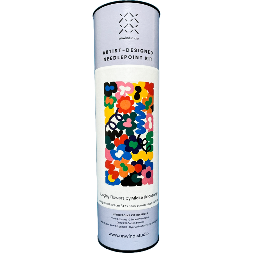 Artist Designed Needlepoint Kit - Jungley Flowers