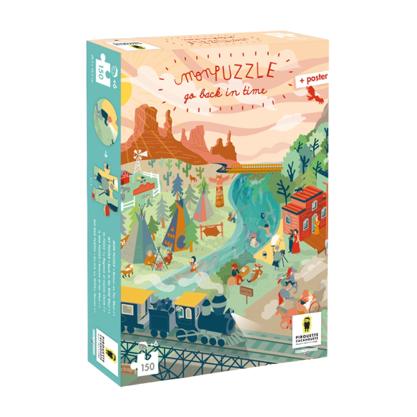 Puzzle for kids Go back in time (plus a poster) - Wild West