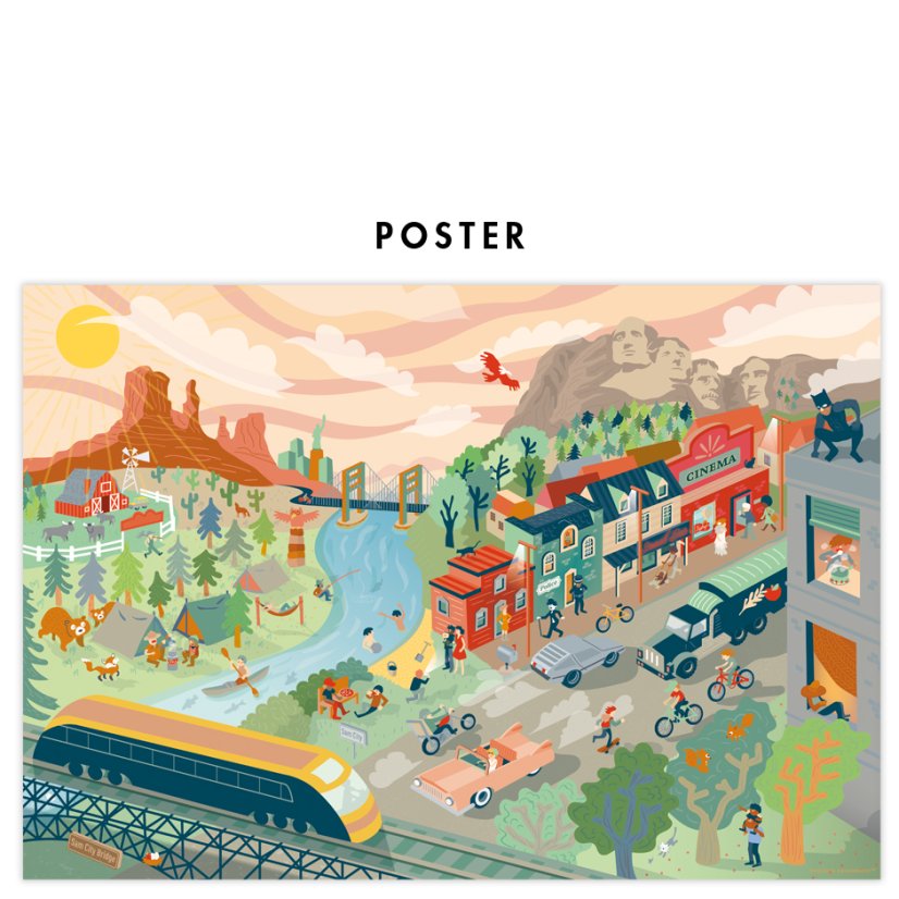 Puzzle for kids Go back in time (plus a poster) - Wild West