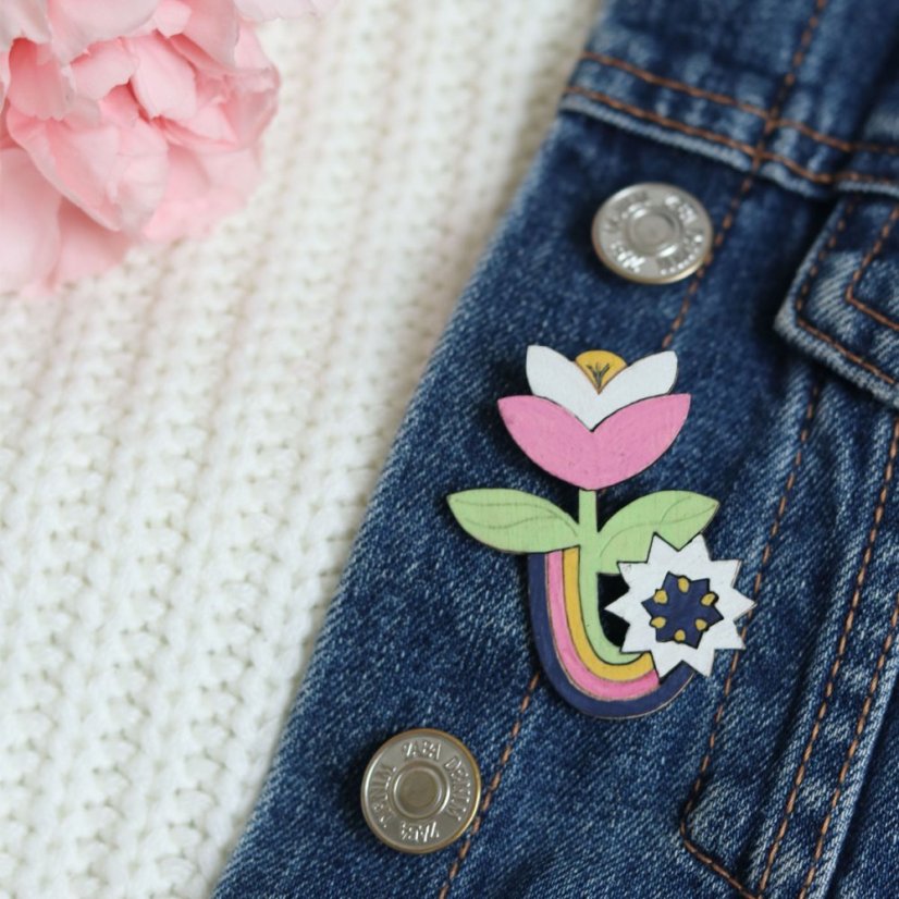 Wooden Brooches Kit - Create 3 Trendy Brooches