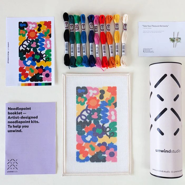 Artist Designed Needlepoint Kit - Jungley Flowers