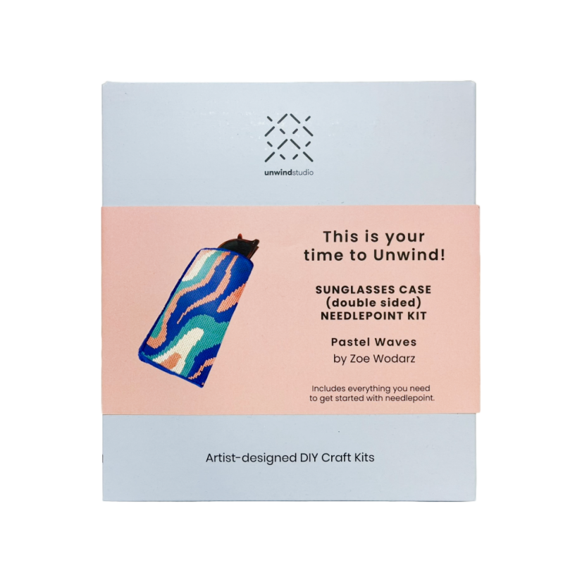 Artist Designed Needlepoint Kit - Sunglasses Case - Pastel Waves