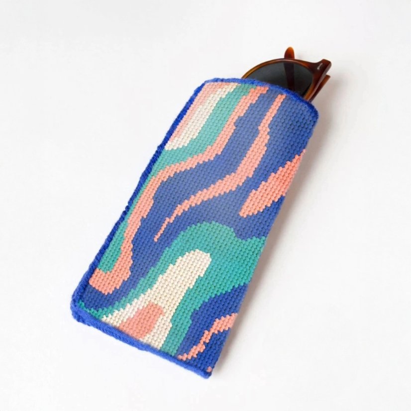 Artist Designed Needlepoint Kit - Sunglasses Case - Pastel Waves